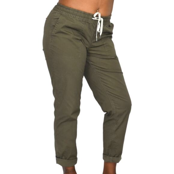 Vuori Vintage Ripstop Pants Green Cuffed Ankle Crop Cotton Drawstring Pull On XS - Picture 16 of 16